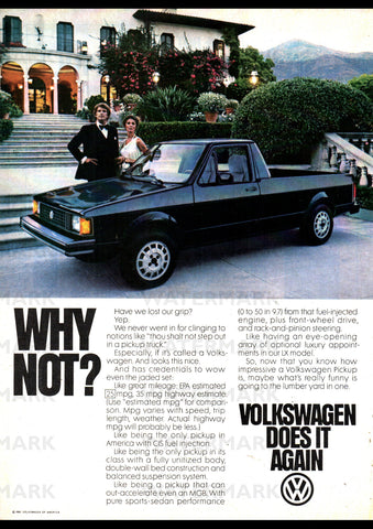 1981 VOLKSWAGEN RABBIT DIESEL LX PICKUP TRUCK USA AD ART PRINT POSTER