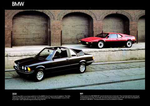 1982 BMW 323I BAUR CABRIOLET AND M1 USA AD ART PRINT POSTER