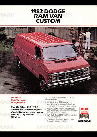 1982 DODGE RAM 250 VAN CUSTOM USA AD ART PRINT POSTER