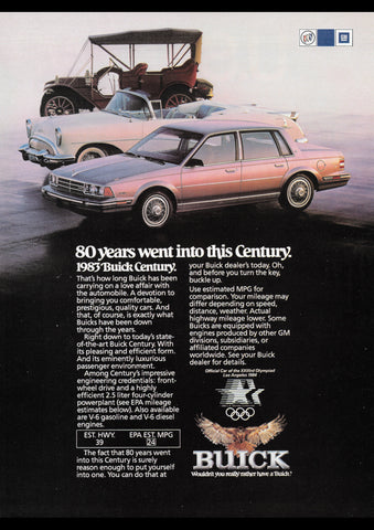 1983 BUICK CENTURY USA AD ART PRINT POSTER