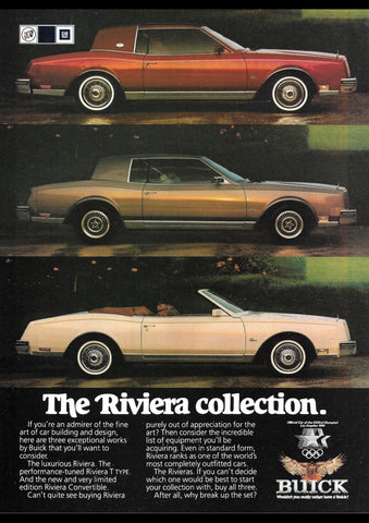 1983 BUICK RIVIERA USA AD ART PRINT POSTER