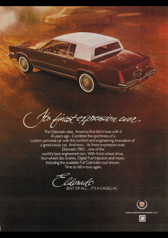 1983 CADILLAC ELDORADO USA AD ART PRINT POSTER