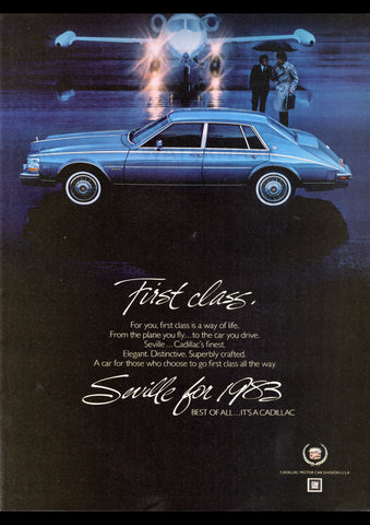 1983 CADILLAC SEVILLE USA AD ART PRINT POSTER