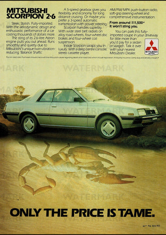 1983 GJ MITSUBISHI SCORPION 2.6 COUPE AUSSIE AD ART PRINT POSTER