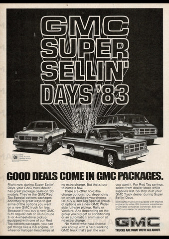 1983 GMC PICKUP VAN WAGON USA AD ART PRINT POSTER