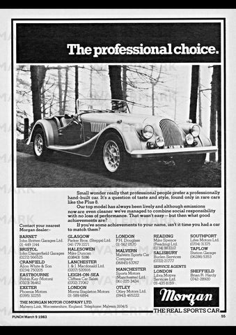 1983 MORGAN PLUS 8 ENGLISH UK AD ART PRINT POSTER