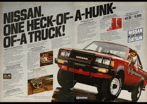 1983 NISSAN 2.4 LITRE 4X4 PICK UP TRUCK USA AD ART PRINT POSTER