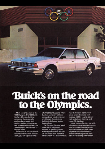 1984 BUICK CENTURY OLYMPIA USA AD ART PRINT POSTER