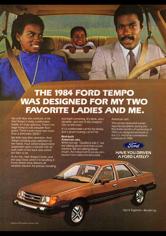 1984 FORD TEMPO SEDAN USA AD ART PRINT POSTER