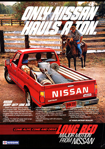 1984 NISSAN DATSUN LONG BED PICKUP TRUCK USA AD ART PRINT POSTER