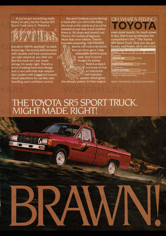 1984 TOYOTA SR5 SPORT TRUCK (HILUX) PICKUP USA AD ART PRINT POSTER