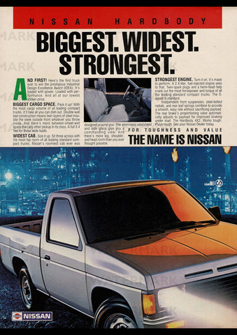 1987 NISSAN HARDBODY 2.4 LITRE 4X2 PICKUP USA AD ART PRINT POSTER