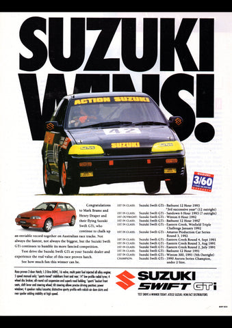 1994 SUZUKI SWIFT GTI 3 DOOR HATCHBACK AUSSIE REPRO AD ART PRINT POSTER