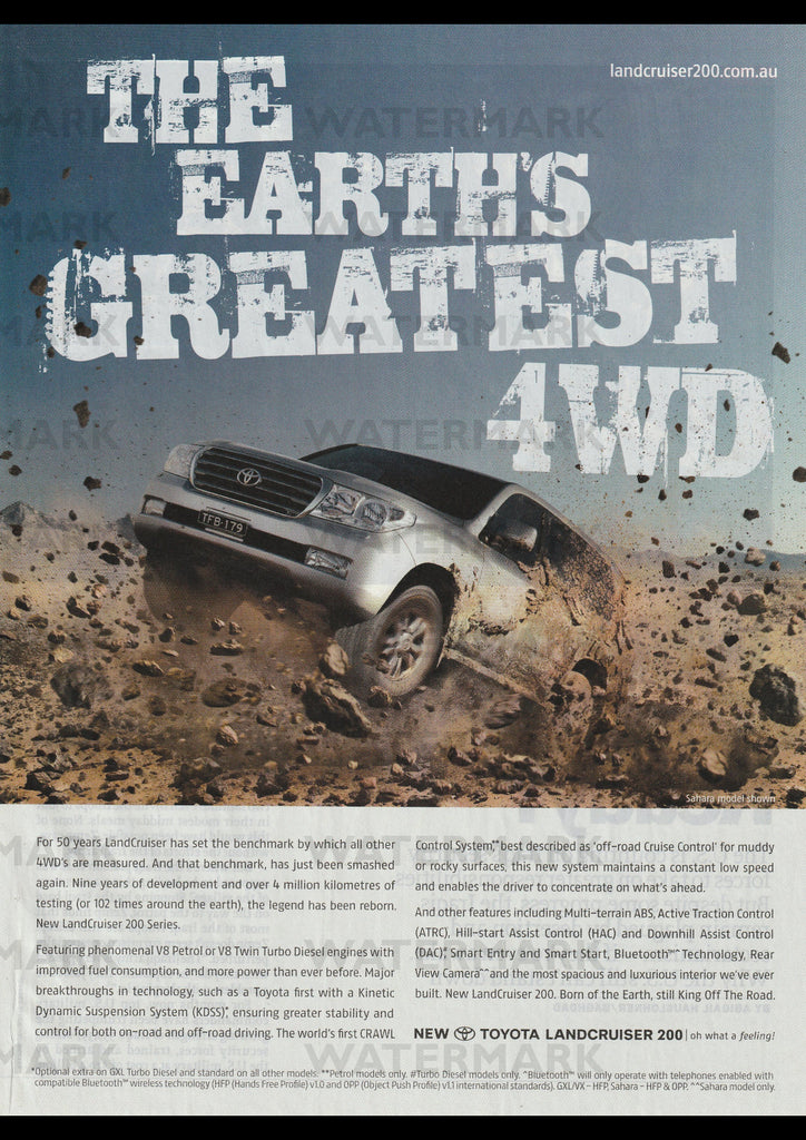 2007 TOYOTA LANDCRUISER 200 SERIES AUSSIE REPRO AD ART PRINT