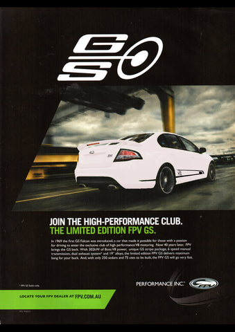 2009 FG FORD FALCON FPV GS LTD EDN AUSSIE AD ART PRINT POSTER