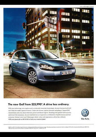 2009 VOLKSWAGEN GOLF 5 DOOR HATCHBACK AUSSIE AD ART PRINT POSTER