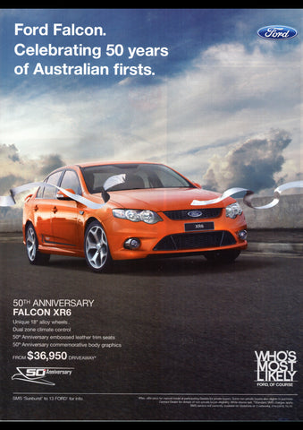 2010 FG FORD FALCON XR6 50TH ANNIVERSARY AUSSIE AD ART PRINT POSTER