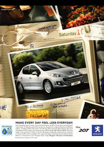 2010 PEUGEOT 207 5 DOOR HATCHBACK AUSSIE AD ART PRINT POSTER