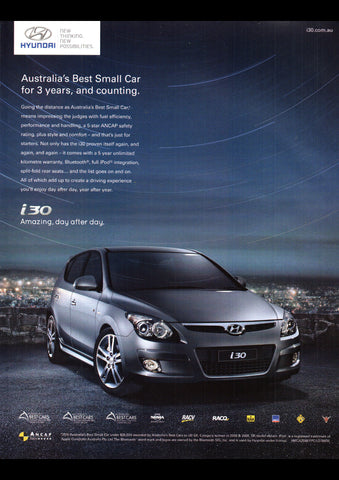 2011 HYUNDAI I30 5 DOOR HATCHBACK AUSSIE REPRO AD ART PRINT POSTER