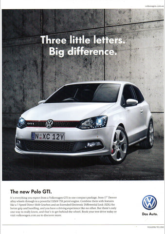 2011 VOLKSWAGEN POLO GTI AUSSIE REPRO AD ART PRINT POSTER