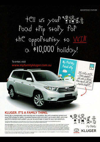 2012 TOYOTA KLUGER GRANDE V6 AUSSIE REPRO AD ART PRINT POSTER