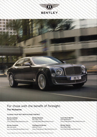 2014 BENTLEY MULSANNE 4 DOOR AUSSIE REPRO AD ART PRINT POSTER