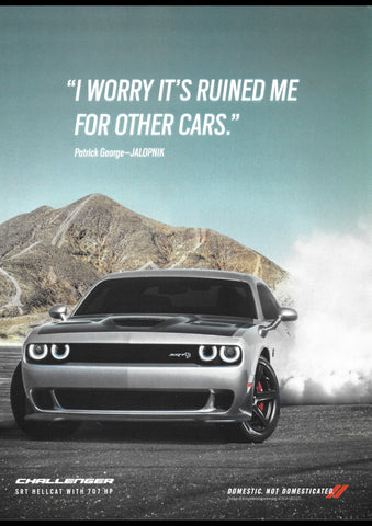 2019 DODGE CHALLENGER SRT HELLCAT USA AD ART PRINT POSTER