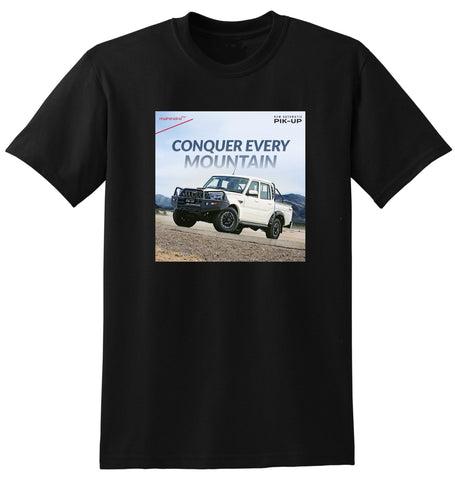 2024 MAHINDRA PIK-UP CONQUER EVERY MOUNTAIN AUSSIE AD TSHIRT