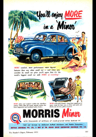 1955 MORRIS MINOR 1000 BMC AUSSIE REPRO AD ART PRINT POSTER