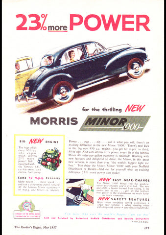 1957 MORRIS MINOR 1000 BMC AUSSIE REPRO AD ART PRINT POSTER