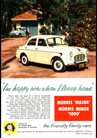 1958 MORRIS MAJOR & MINOR 1000 BMC AUSSIE REPRO AD ART PRINT POSTER