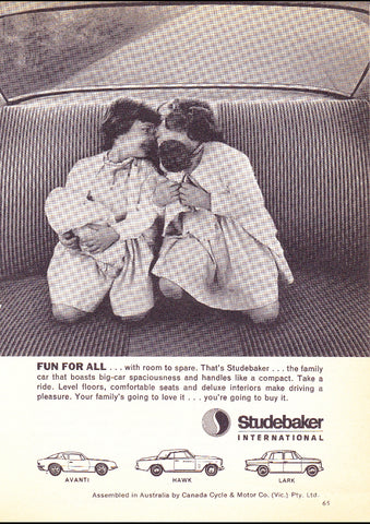 1963 STUDEBAKER FUN FOR ALL AUSSIE REPRO AD ART PRINT POSTER