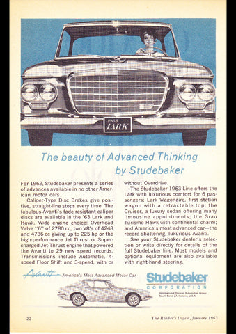 1963 STUDEBAKER LARK AVANTI AUSSIE REPRO AD ART PRINT POSTER