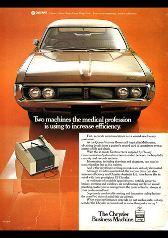 1973-74 CJ CHRYSLER CHARGER AUSSIE REPRO AD ART PRINT POSTER