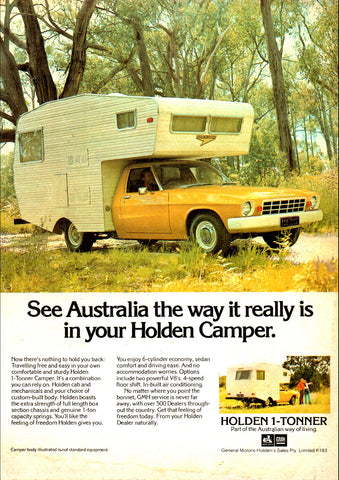 1975 HJ HOLDEN 1 TONNER CAMPER AUSSIE AD ART PRINT POSTER