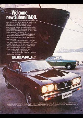 1976 SUBARU 1600 SEDAN & HARDTOP AUSSIE AD ART PRINT POSTER