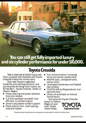 1980 TOYOTA CRESSIDA 4 DOOR AUSSIE AD ART PRINT POSTER