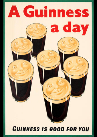 A GUINNESS A DAY BEER IRELAND UK VINTAGE REPRO AD ART PRINT POSTER