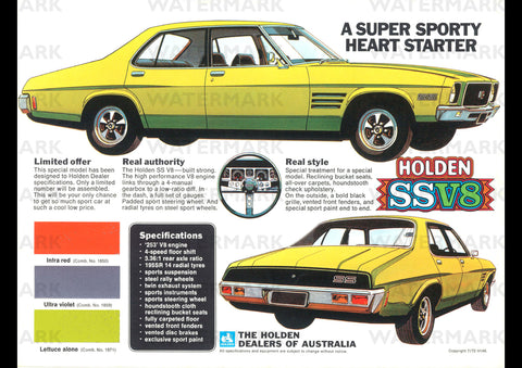 HOLDEN HQ SS V8 AUSSIE AD ART PRINT POSTER