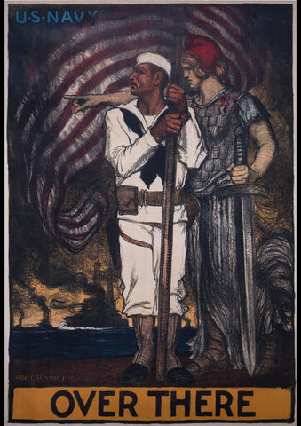 1917 OVER THERE NAVY AMERICAN PATRIOTIC WARTIME AD ART PRINT POSTER