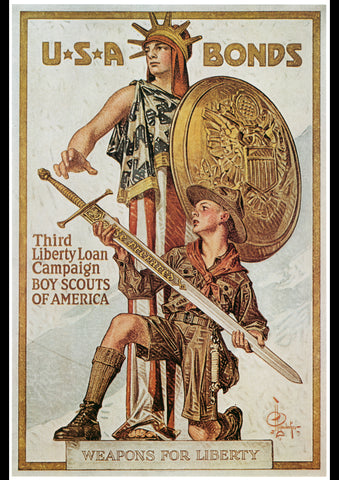 1918 BOY SCOUTS BONDS WW1 AMERICAN PATRIOTIC WARTIME AD ART PRINT POSTER