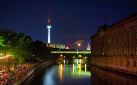 BERLIN AT NIGHT GICLEE CANVAS ART PRINT POSTER