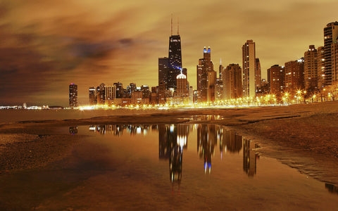CHICAGO SKYLINE GICLEE CANVAS ART PRINT POSTER