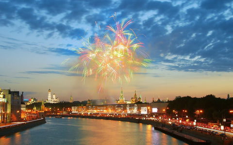 FIREWORKS MOSCOW GICLEE CANVAS ART PRINT POSTER
