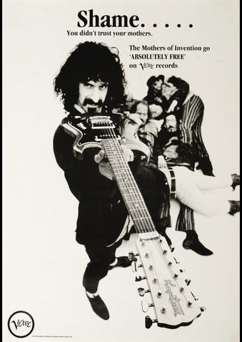 FRANK ZAPPA ABSOLUTELY FREE VINTAGE PROMOTIONAL POSTER 1967 REPRINT