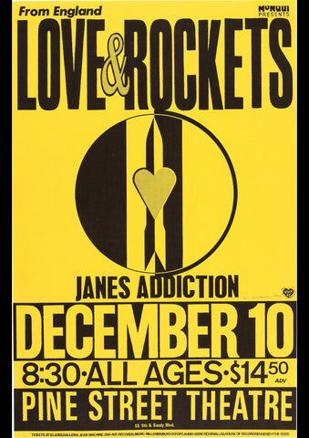 LOVE AND ROCKETS JANES ADDICTION 1987 VINTAGE CONCERT POSTER REPRINT