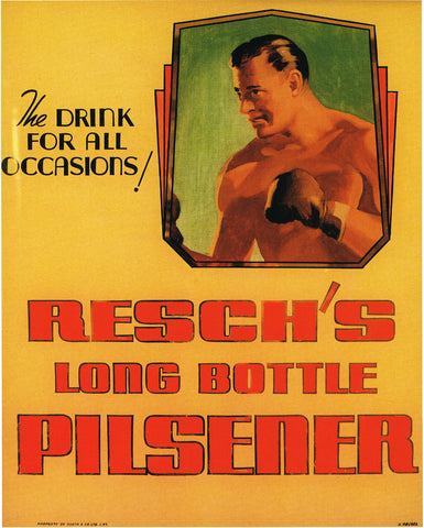 RESCHS LONG BOTTLE PILSENER BEER AUSSIE REPRO AD ART PRINT POSTER