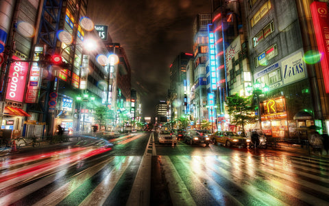 TOKYO CITY NIGHT GICLEE CANVAS ART PRINT POSTER