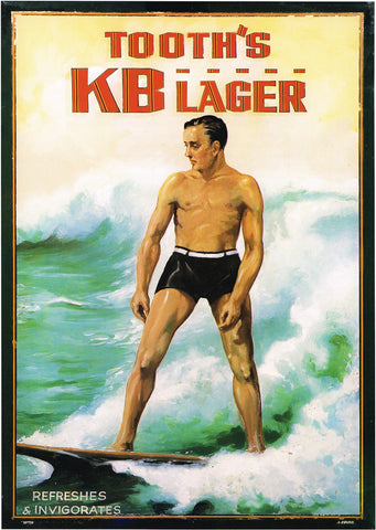 TOOTHS KB LAGER BEER SURFING AUSSIE REPRO AD ART PRINT POSTER