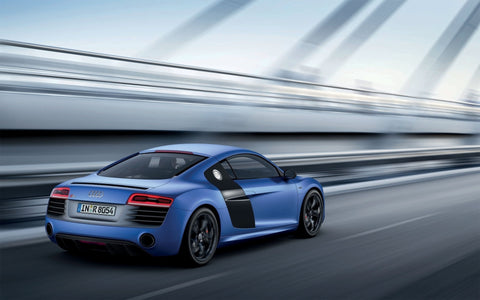 BLUE AUDI R8 V10 GICLEE CANVAS ART PRINT POSTER